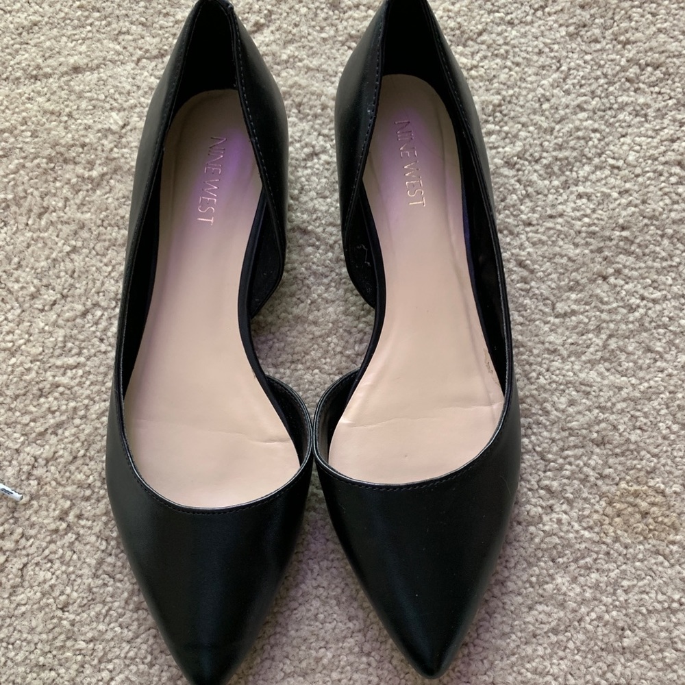 Black Nine West flats worn once